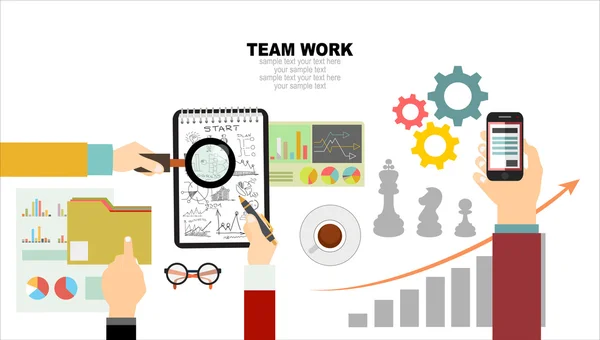 Flat design for  team work — Stock Vector