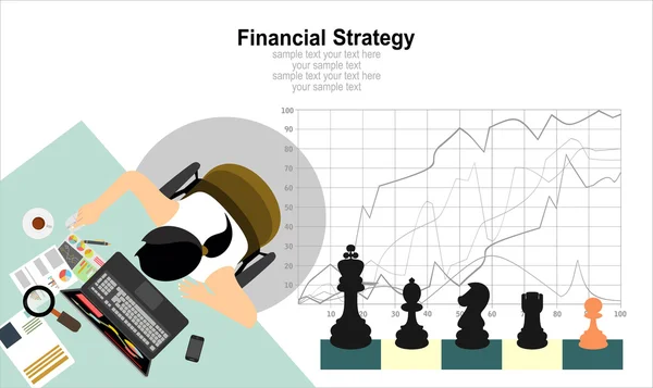 Conceitos de projeto plano para estratégia financeira —  Vetores de Stock