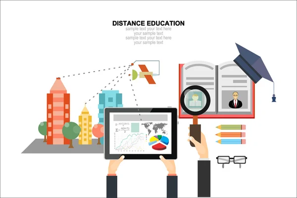 Banner de educación a distancia — Vector de stock