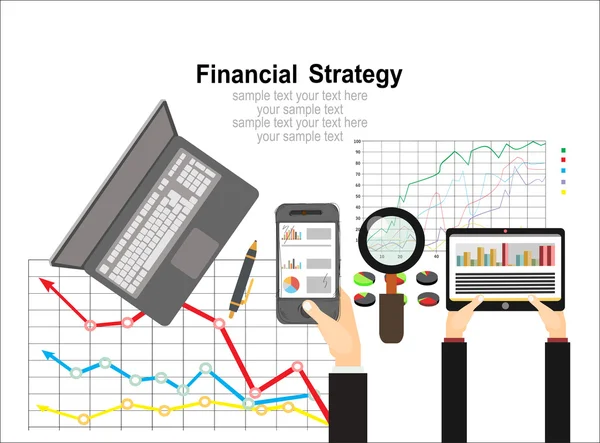 Lapos tervezési koncepciók pénzügyi stratégia — Stock Vector