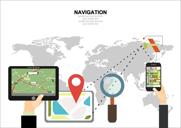 Design plano moderno para navegação por GPS — Vetor de Stock