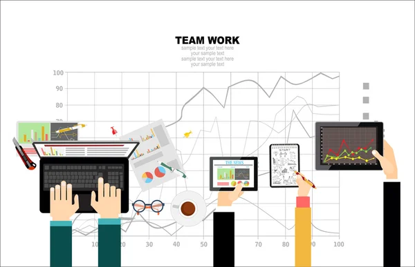 Plochý design pro týmovou práci — Stockový vektor