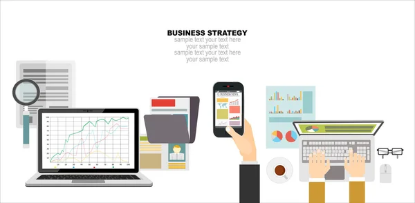 Design plano para estratégia de negócios —  Vetores de Stock