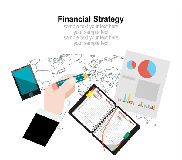 Concepts de conception plane pour la stratégie financière — Image vectorielle