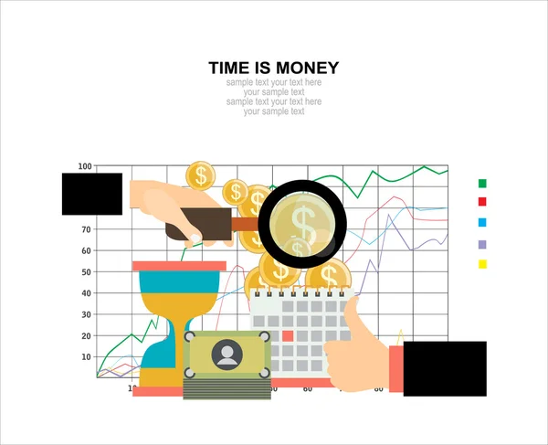 Time is money flat design concept — Stock Vector