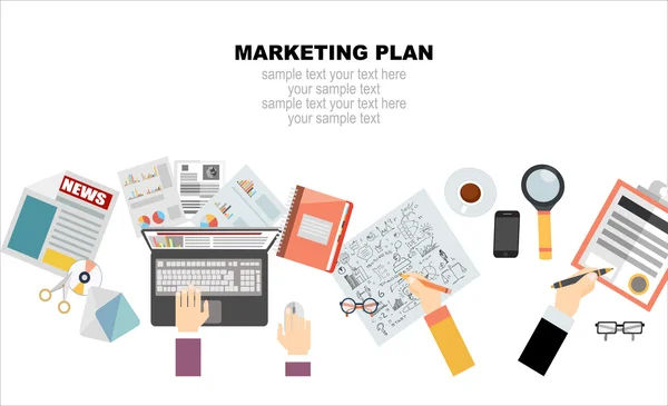 Concepto de plan de negocio y plan de marketing — Archivo Imágenes Vectoriales