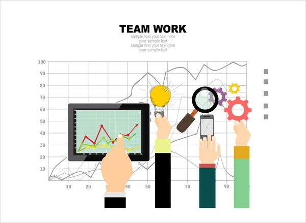 팀 작업에 대 한 평면 디자인 — 스톡 벡터