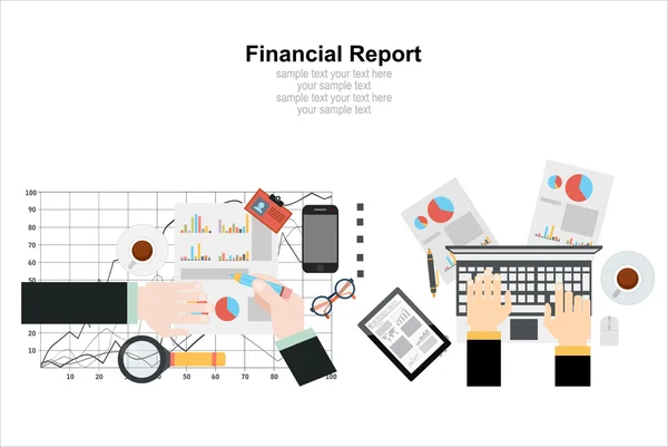 财务报告平面设计的插图. — 图库矢量图片