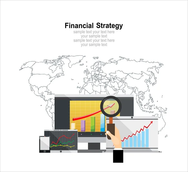 Concetti di progettazione piatta per la strategia finanziaria — Vettoriale Stock