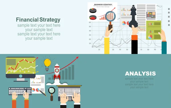 Conceptos de análisis empresarial y estrategia financiera — Archivo Imágenes Vectoriales