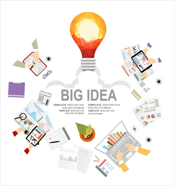 Gran idea, marketing, lluvia de ideas banner — Vector de stock