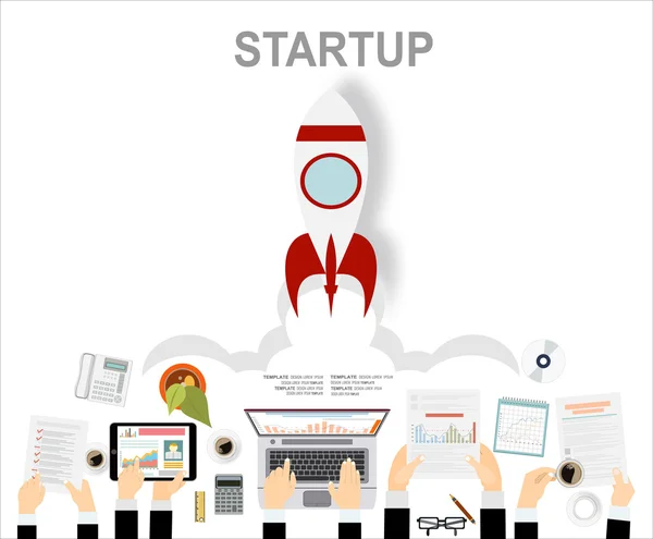 Idea Startup y Business Startup Banner — Archivo Imágenes Vectoriales