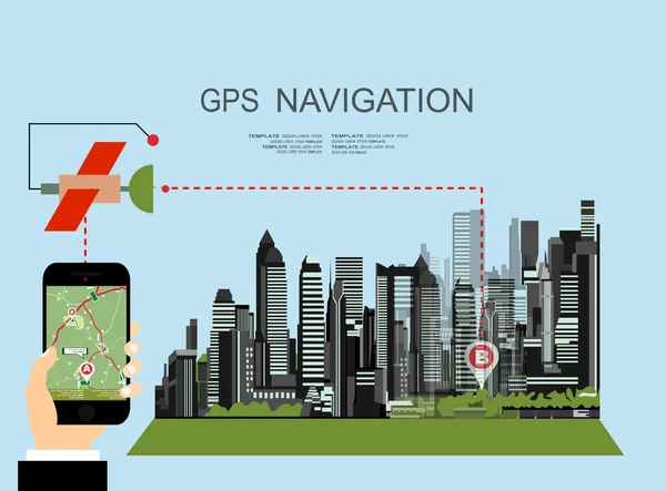 모바일 네비게이션 GPS 시스템 배너 — 스톡 벡터