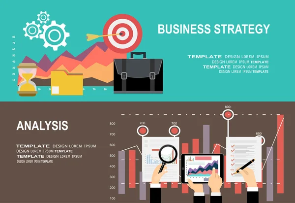 Banners web de análisis y planificación empresarial — Vector de stock