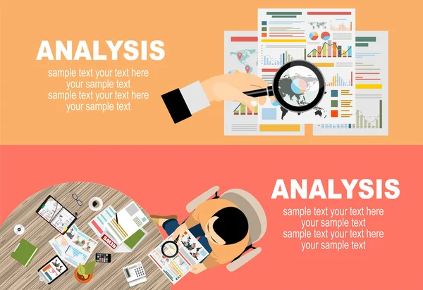 Webbanners voor bedrijfsanalyse en planning — Stockvector