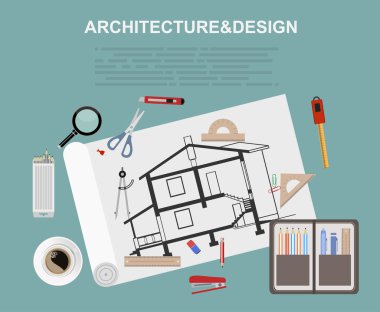 Düz mimari proje. İnşaat ve planlama