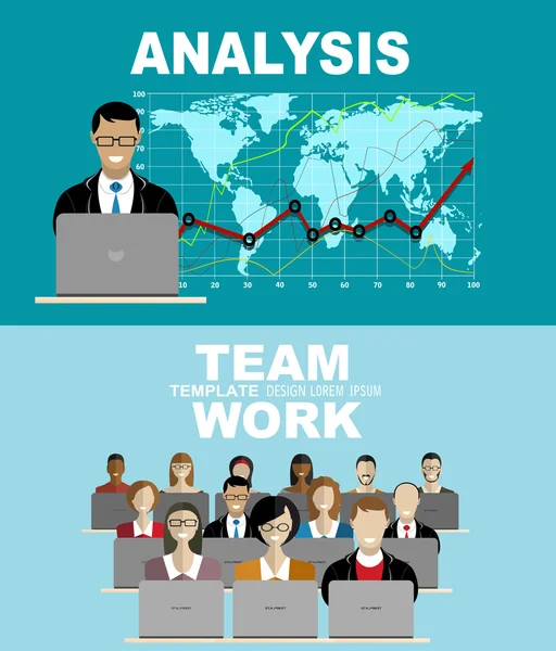 Banner da Web para análise e planejamento de negócios — Vetor de Stock