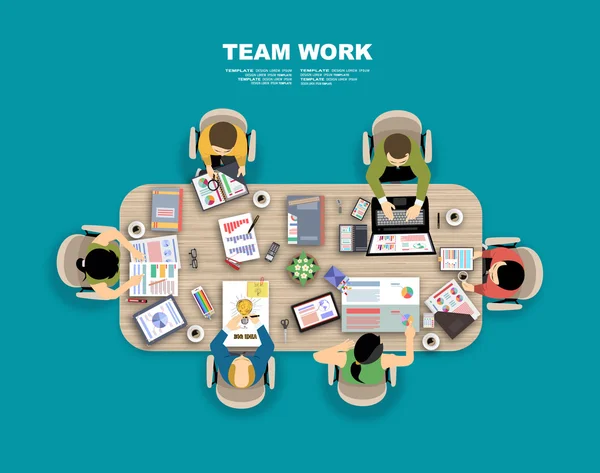 Team work with Flat style — Stock Vector