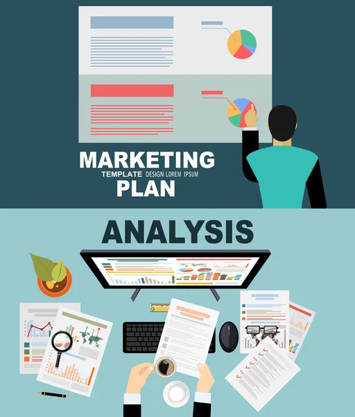 Webbanner voor bedrijfsanalyse en planning — Stockvector