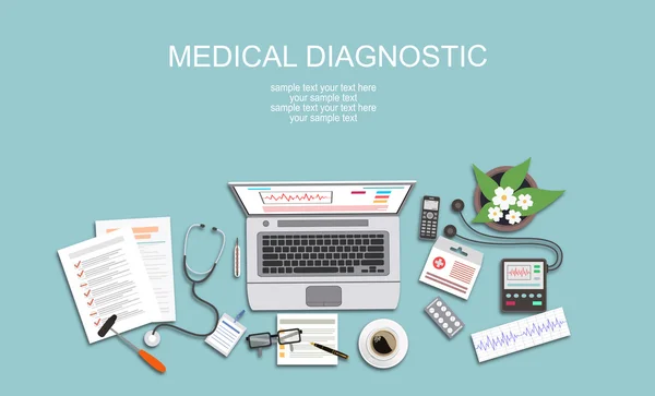 Concepto asistencial, hospitalario y diagnóstico médico — Archivo Imágenes Vectoriales