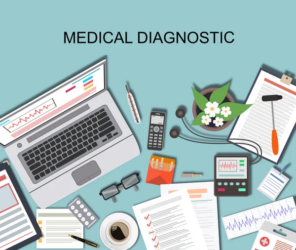 Concepto asistencial, hospitalario y diagnóstico médico — Vector de stock