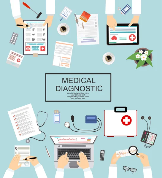 Concepto asistencial, hospitalario y diagnóstico médico — Vector de stock