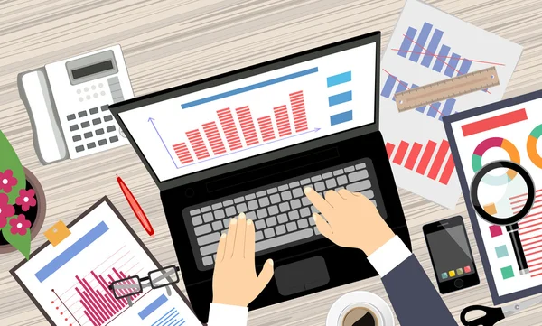 Marché de l'analyse sur ordinateur — Image vectorielle