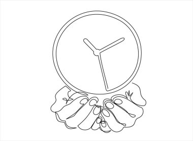 Saat ve paranın sürekli bir çizgi vektör çizimi. İş stratejisi konsepti. Düz dizayn tarzı. Zaman yönetimi. Teslim tarihi, planlama