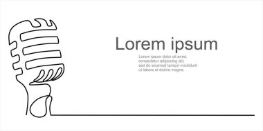 Retro mikrofon logo ikonu vektör illüstrasyon kavramını çizen tek bir satır devam ediyor