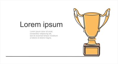 Bir çizgi sürekli kazanan kupayı çekiyor. Logo, amblem, slayt gösterisi ve pankart için kullanılabilir. Alıntı şablonu ile illüstrasyon.