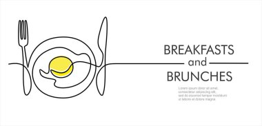 Devamlı tek satır sanat ya da Tabak, bıçak ve çatal çizimi. Restoran konsepti el çizimi çizimi çizimi çizimi çizim çizimi. Kafe, dükkan veya yemek dağıtım hizmeti için çizim vektörü çizimi.