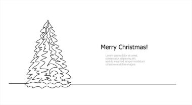Xmas ağacının aralıksız çizgi vektör çizimi. Mutlu Noeller.