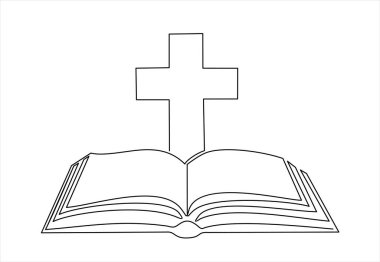 Sürekli açık kitap ve çapraz çizgi çiziyor. Alıntı şablonlu illüstrasyon. Bir çizgi vektör illüstrasyonu. Bir satır çizimi için bir pankart sipariş et.