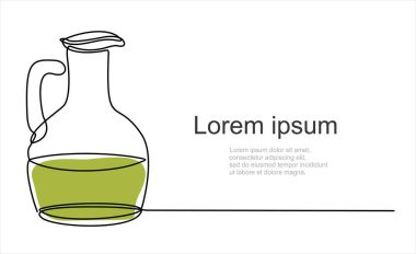 Şişenin doğrusal vektör simgesi zeytinyağı-sürekli bir çizgi çiziyor