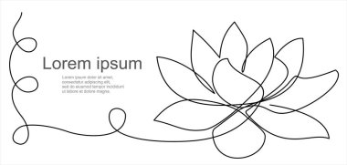 Lotus çiçeği sürekli bir çizgi çiziyor. Logo, amblem, slayt gösterisi ve afiş için kullanılabilir.