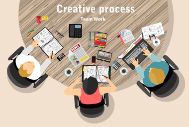 Takım çalışması ile düz stil