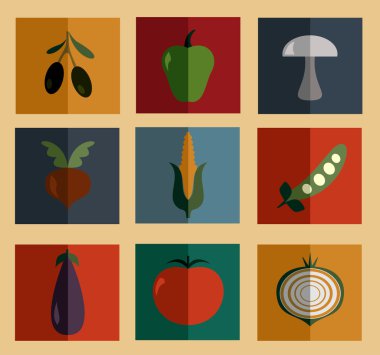 sebze mini düz simgeler