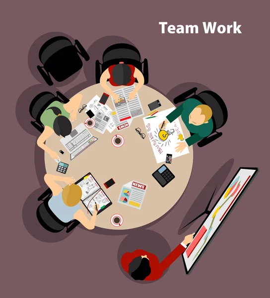 Team work with Flat style — Stock Vector