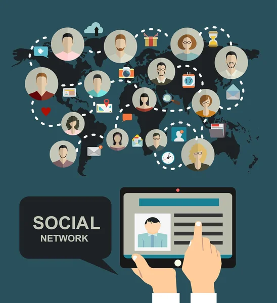 Küresel sosyal ağ — Stok Vektör