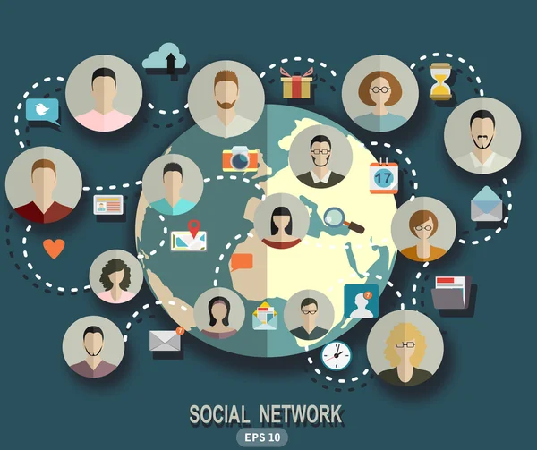 Rede social global — Vetor de Stock