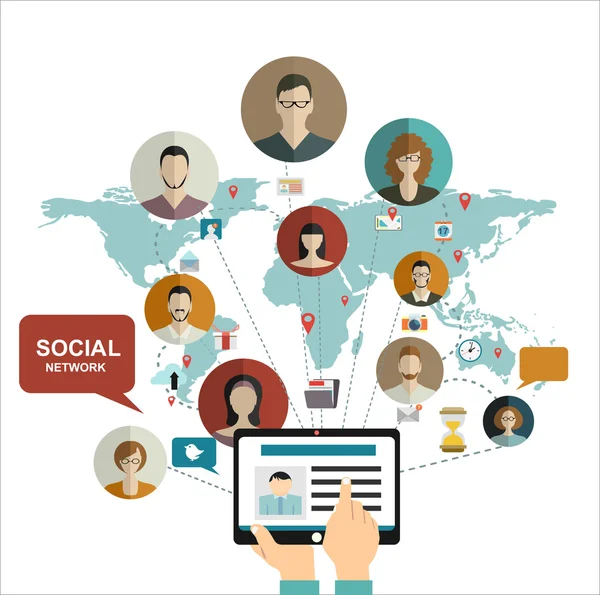 Réseau social mondial — Image vectorielle