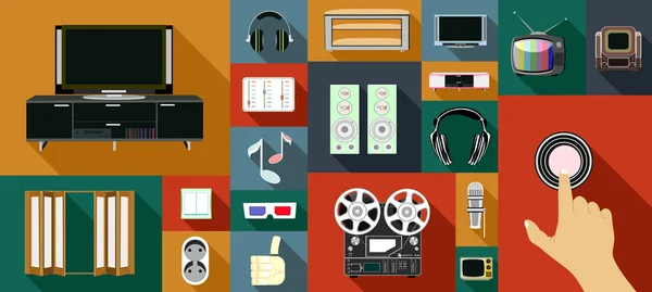 Icone di elementi audio e video — Vettoriale Stock