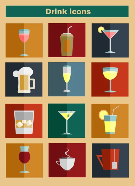 Bebidas alcohólicas icono conjunto — Archivo Imágenes Vectoriales