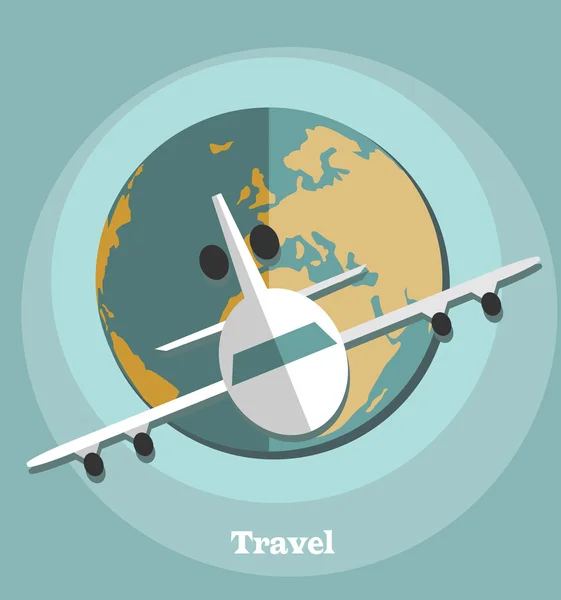 Traveling on airplane icon — Stock Vector