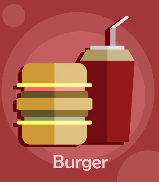 Burger colorato con soda — Vettoriale Stock