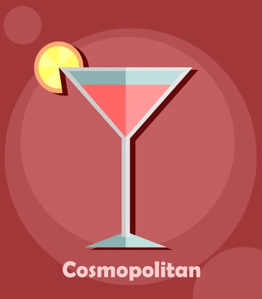 Red Cosmopolitan Cocktail — Stock Vector