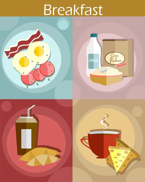 Breakfast concept flat icons — Stock Vector
