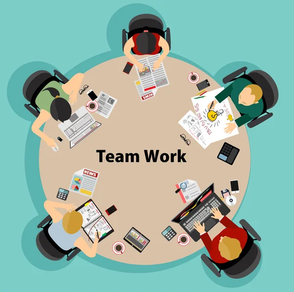 Teamwerk in vlakke stijl concept — Stockvector