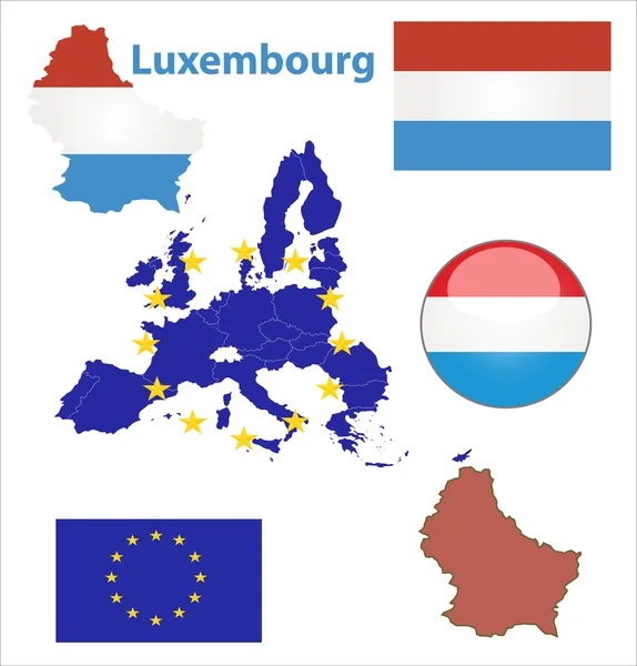 Luxemburgo Bandera botón brillante — Vector de stock