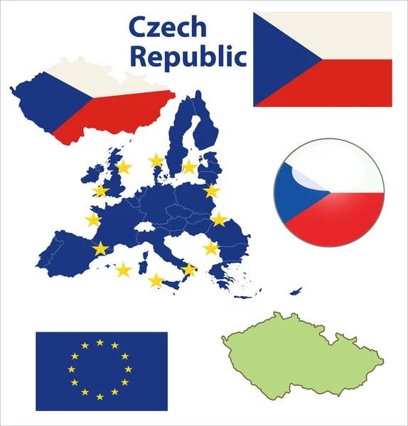 Chech republika vlajka lesklý tlačítko — Stockový vektor
